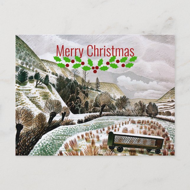 Ravilious - Neujahrsschnee - Frohe Weihnachten Postkarte (Vorderseite)