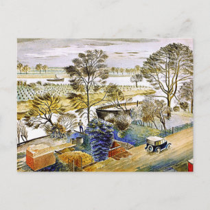 Ravilious - Themse bei Hemmersmith Postkarte