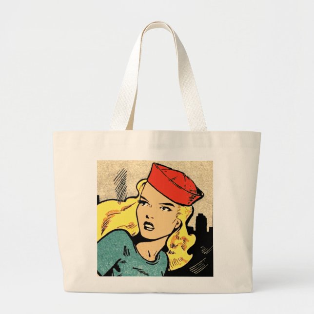 Ravishing Blond Comic Book Heroine Jumbo Stoffbeutel (Vorne)