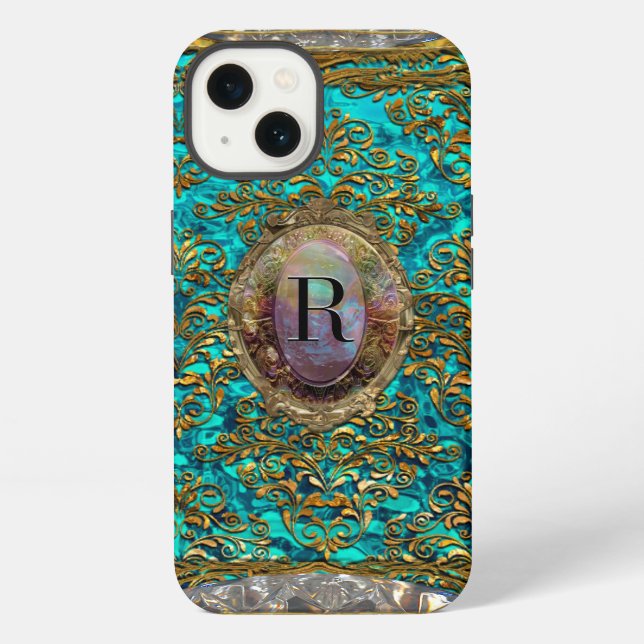 Ravone Damask Baroque Monogram iPhone Hülle (Rückseite)