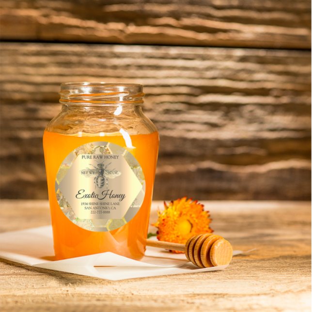 Raw Honey Jar Honeybee Honeycomb Bee Apiary VIP Runder Aufkleber (Raw Honey Jar Honeybee Honeycomb Bee Apiary VIP Classic Round Sticker)