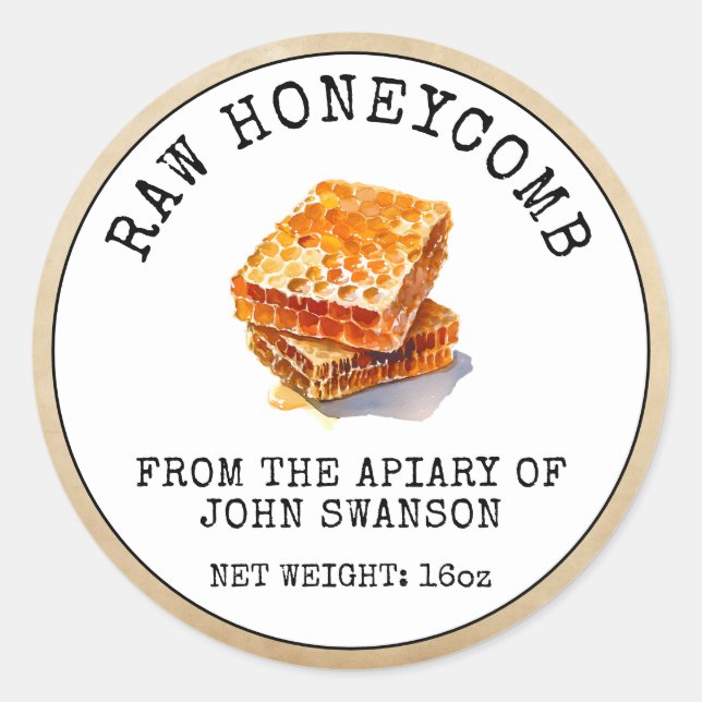 Raw Honeycomb Apiary Beehive Honey Runder Aufkleber (Vorderseite)
