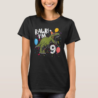 Rawi I m 9 Birthday Boy Dinosaur rex Themed 9. Bi T-Shirt