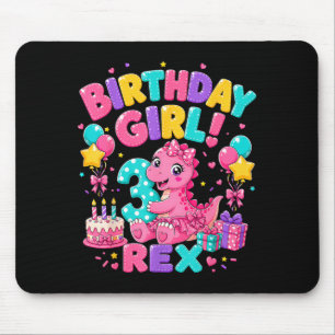Rawr 3 Drei Rex Rosa Dinosaurier 3. Geburtstag Mäd Mousepad