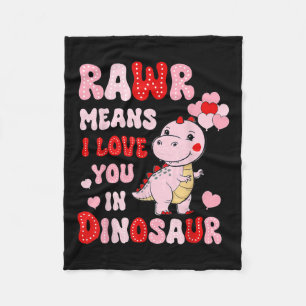 Rawr bedeutet, dass ich Sie in Dinosaurier HerzVal Fleecedecke