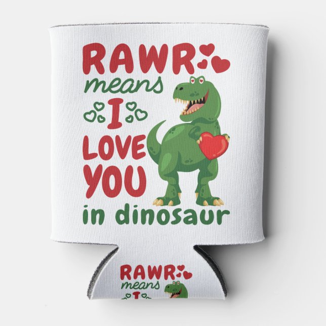 Rawr bedeutet, dass ich Sie in Dinosaurier Liebe Dosenkühler (Vorderseite)