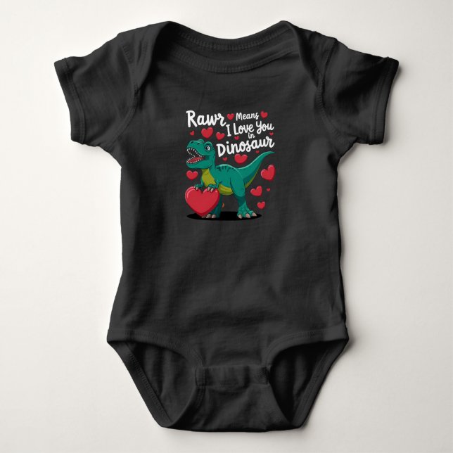 Rawr bedeutet, dass ich Sie in Dinosaurier Liebe R Baby Strampler (Vorderseite)