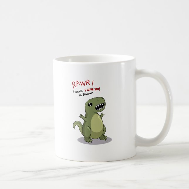 Rawr bedeutet i-Liebe Sie im Dinosaurier Kaffeetasse (Rechts)
