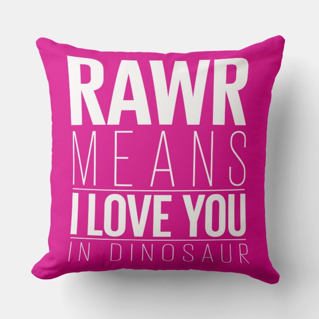 Rawr bedeutet i-Liebe Sie im Dinosaurier-Kissen Kissen (Vorderseite)