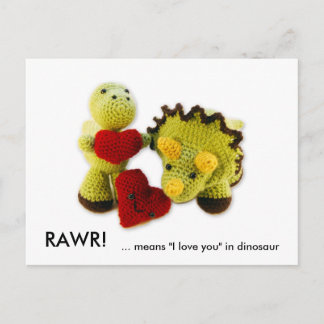 RAWR!, ... bedeutet "I Liebe you" in Dinosaurier Postkarte