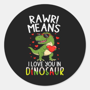 Rawr bedeutet Ich liebe dich am Dinosaurier Valent Runder Aufkleber