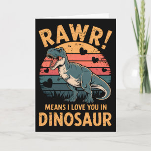 Rawr bedeutet ich liebe dich in Dinosaurier Vintag Karte