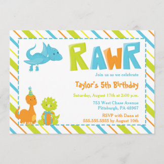 RAWR Dinosaur Geburtstagsparty Einladung