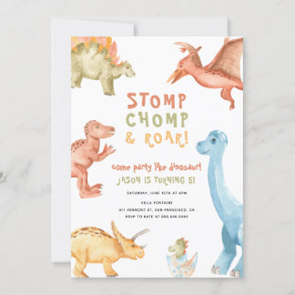 Rawr Dinosaur jeden alten Dino Boy Geburtstagspart Einladung