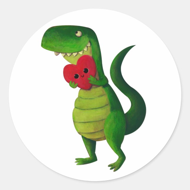 RAWR Dinosaur-Liebe Runder Aufkleber (Vorderseite)