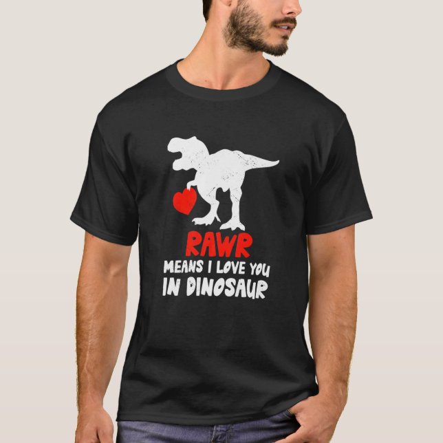 RAWR Dinosaurier Carry A Heart Valentine Dino Nied T-Shirt (Vorderseite)