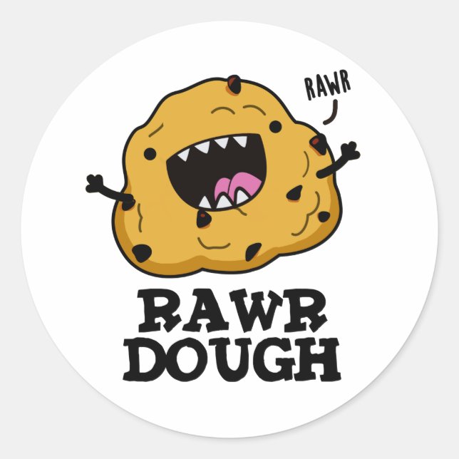 Rawr Dough Funny Food Puff Runder Aufkleber (Vorderseite)