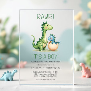 Rawr Es ist ein Junge Dinosaurier Baby Junge Showe Acryleinladungen