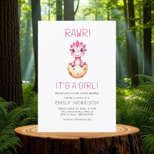 Rawr Es ist ein Mädchen Süße Dinosaurier-Baby-Part Einladung