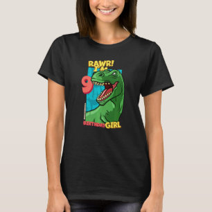 Rawr I m 9 Birthday Girls 9. Geburtstag Dino Tyran T-Shirt