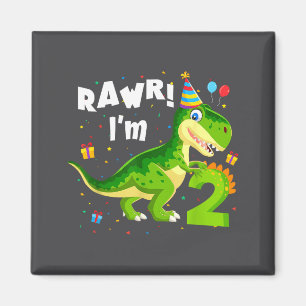 Rawr ich bin 2 2. Geburtstag T Rex Dinosaur Lustig Magnet
