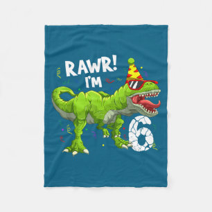 Rawr ich bin 6 6. Geburtstag T Rex Dinosaurier Lus Fleecedecke