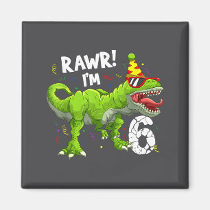 Rawr ich bin 6 6. Geburtstag T-Rex Dinosaurier Lus Magnet