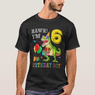 Rawr Ich bin 6 Geburtstag Boy Dinosaur Geburtstags T-Shirt