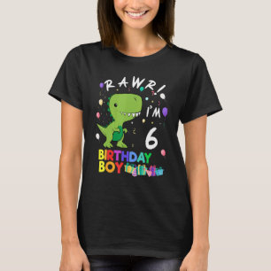Rawr Ich bin 6 Niedlich Dinosaurier Geburtstag T-Shirt