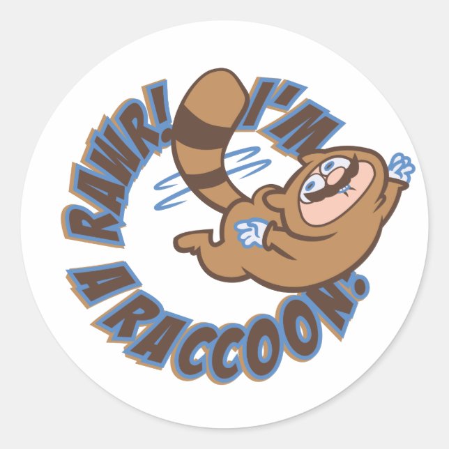 Rawr! Ich bin ein Raccoon! Runder Aufkleber (Vorderseite)