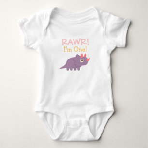 Rawr, ich bin eine, Niedlich Lila Triceratops Dino Baby Strampler