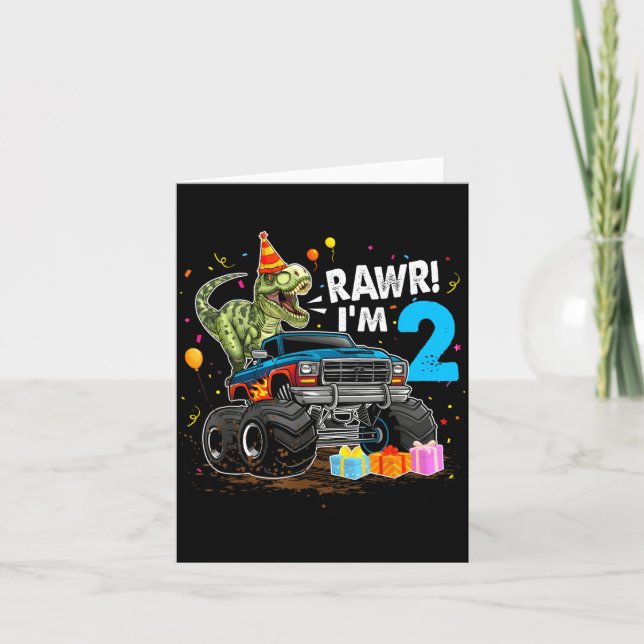 Rawr I'm 2 2nd Birthday T Rex Dinosaur Funny Party Karte (Vorderseite)