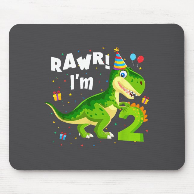 Rawr I'm 2 2nd Birthday T Rex Dinosaur Funny Party Mousepad (Vorne)