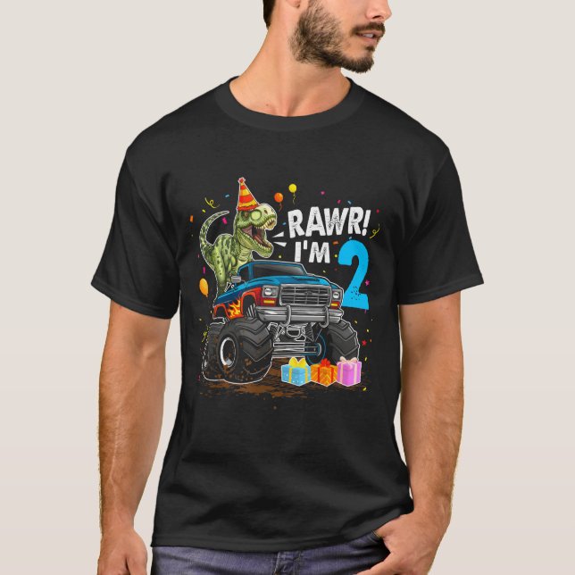 Rawr I'm 2 2nd Birthday T Rex Dinosaur Funny Party T-Shirt (Vorderseite)