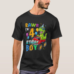 Rawr Im 4th Birthday Boy 4 Year Old Dinosaur Monst T-Shirt