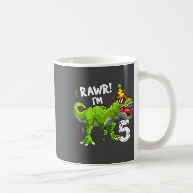 Rawr I'm 5 5th Birthday T Rex Dinosaur Funny Party Kaffeetasse (Rechts)
