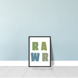 RAWR Kids Room Dinosaurier Wall Art Poster