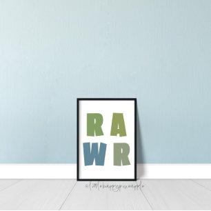 RAWR Kinderzimmer Dinosaurier Wandbild Kunst Poster