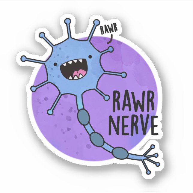 Rawr Nerve Funny Neuron Nerve Pun Aufkleber (Vorderseite)