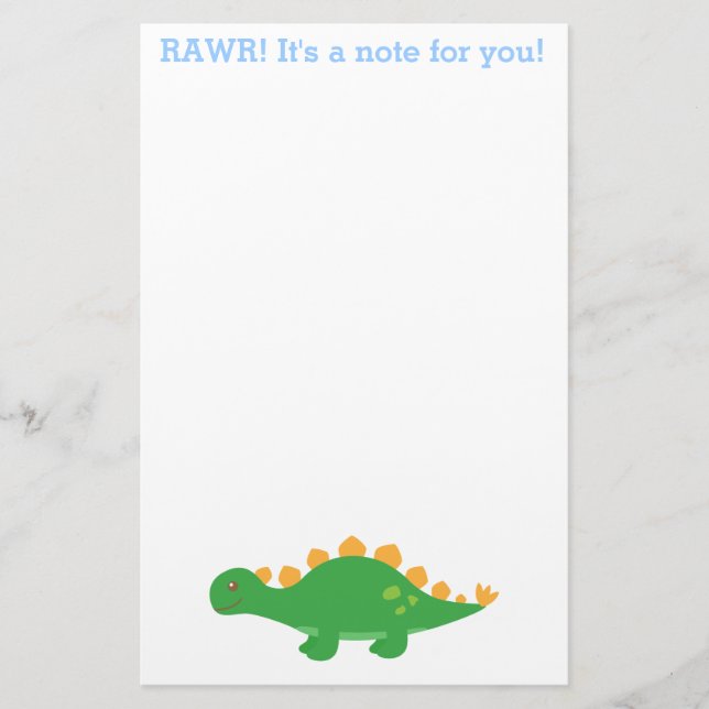 Rawr, niedlicher grüner Stegosaurus-Dinosaurier Briefpapier (Vorderseite)