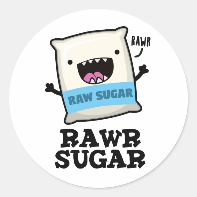 Rawr Sugar Funny Food Puff Runder Aufkleber (Vorderseite)