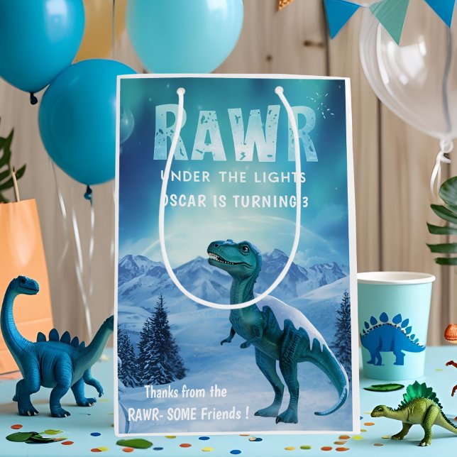 RAWR Unter den Lichtern Dinosaurier Winter Geburts Mittlere Geschenktüte (Von Creator hochgeladen)