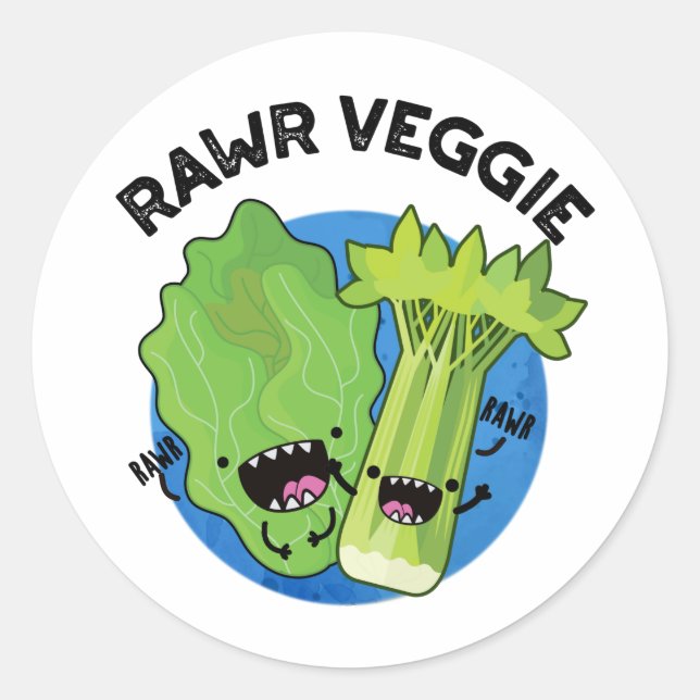 Rawr Veggie Funny Food Pub Runder Aufkleber (Vorderseite)