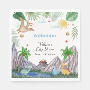 Rawr Vulkan Berg Wald Dinosaurier Baby Shower Serviette
