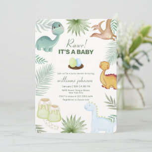 Rawr Vulkan Tropical Dinosaur Baby Shower  Einladung