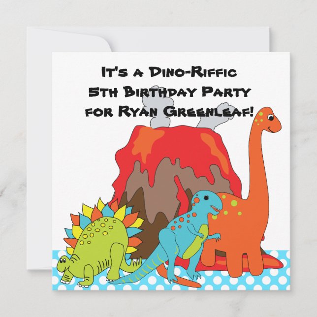 RAWRR Dinosaurier Dino Einladung zur Geburtstagspa (Vorderseite)