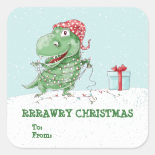 Rawry Weihnachten Dummer Dinosaurier Weihnachten Quadratischer Aufkleber
