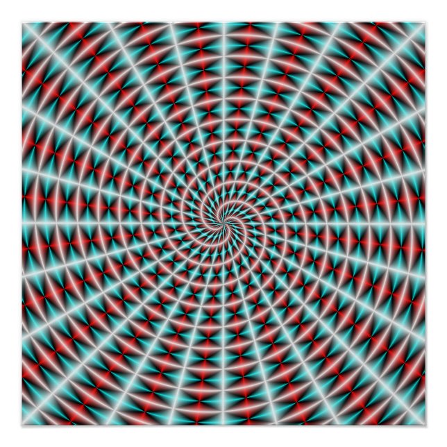 Ray and Spiral Weave in Blau und Rot Poster (Vorderseite)