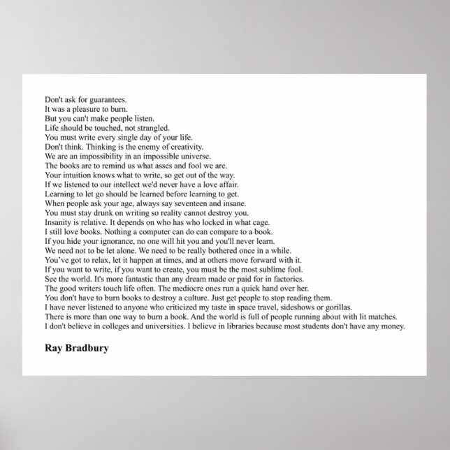 Ray Bradbury Quotes Poster (Vorne)