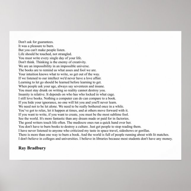 Ray Bradbury Quotes Poster (Vorne)